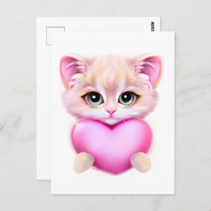 Carte Postale Bébé rose mignon Kitten