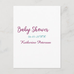 Carte Postale Bébé shower nom date animal oreille mignon bleu ja