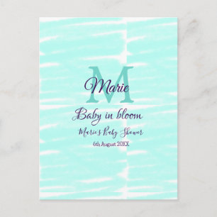 Carte Postale Bébé vert pastel en fleurs monogramme baby shower