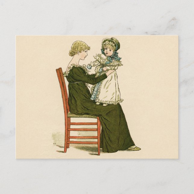Carte Postale Bébé victorien Kate Greenaway Mère (Devant)