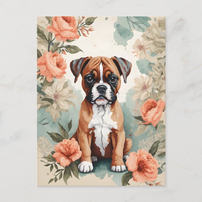 Carte Postale Bébés mignons animaux | Boxer Puppy (Devant)