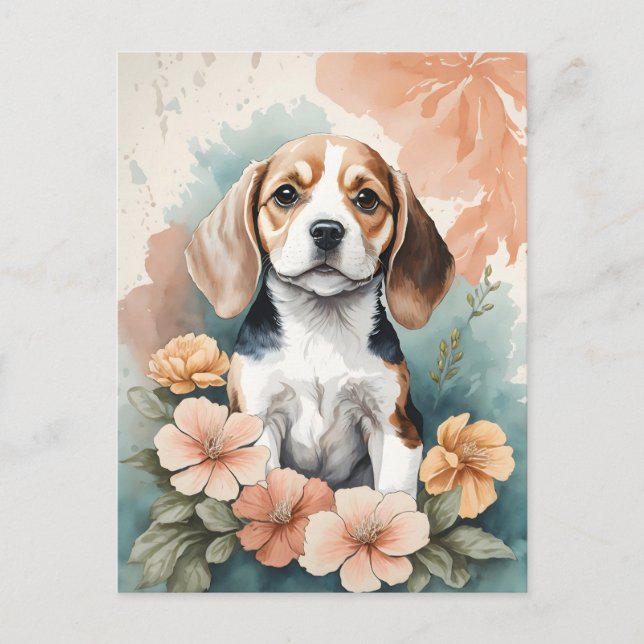 Carte Postale Bébés mignons animaux | Chiot Beagle adorable (Devant)
