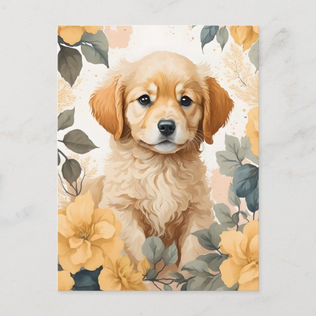 Carte Postale Bébés mignons animaux | Golden Retriever Puppy (Devant)