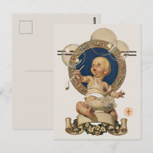 Carte Postale Bébés Vintage Bulles par J.C. Leyendecker Nursery