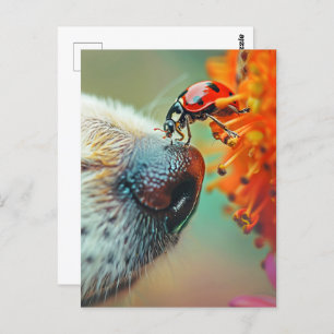 Carte Postale Bécasseau sur le nez d'un chien, Croisement