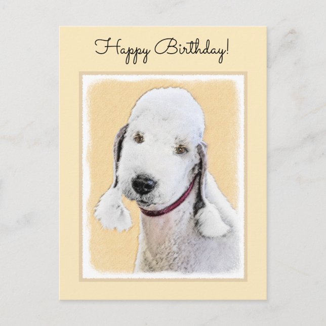 Carte Postale Bedlington Terrier Peinture - Art Chien original (Devant)