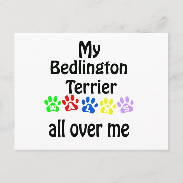 Carte Postale Bedlington Terrier Walks Design (Devant)
