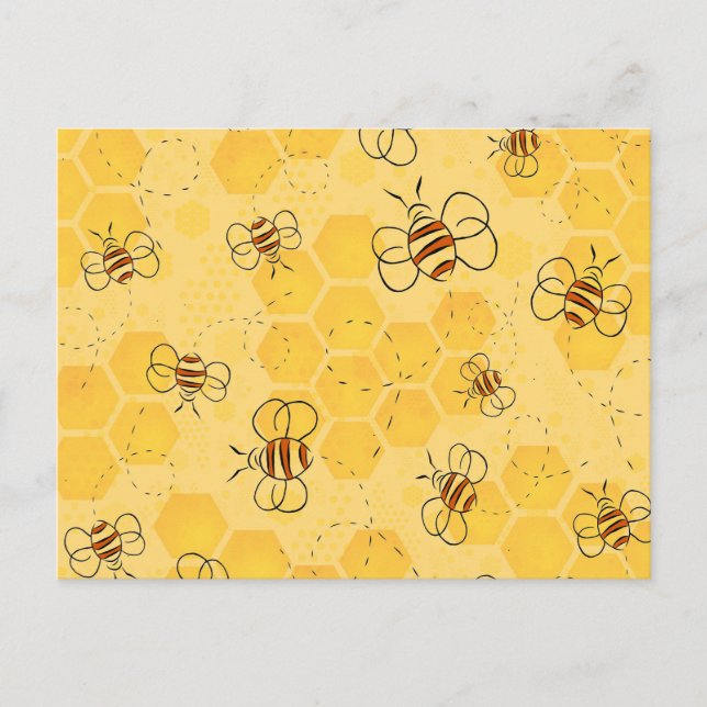 Carte Postale Bee Buzzing Honey Bees mignonne (Devant)