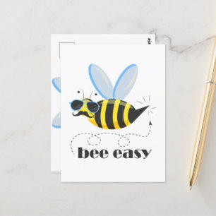 Carte Postale Bee caractère avec mustache lunettes de soleil Bee