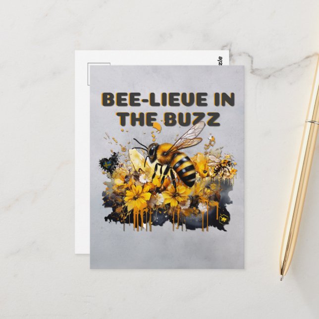 Carte Postale Bee-lieve (Devant/Arrière en situation)
