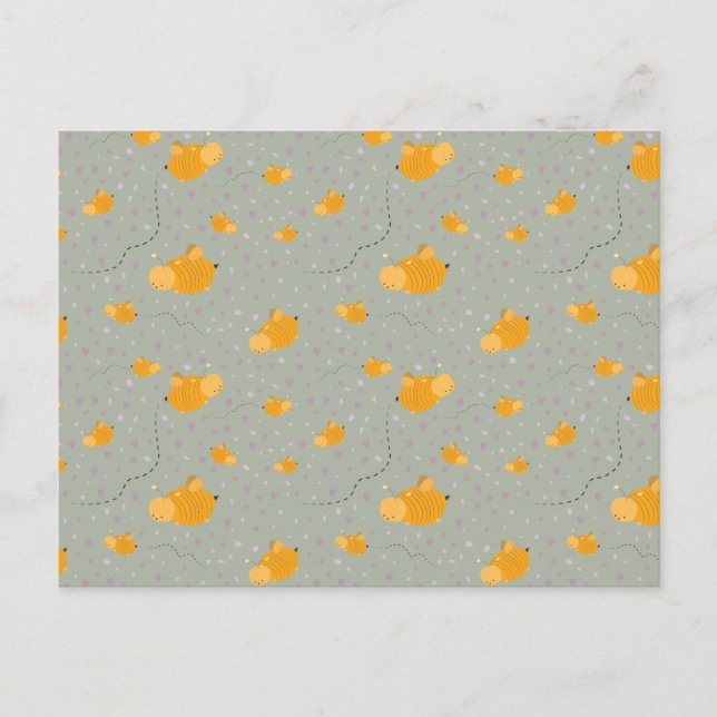 Carte Postale Bee Love Bee Happy Postcard - Vert (Devant)