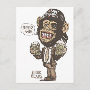Carte Postale Beer Me Chimp Pirate par Mudge Studios
