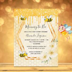 Carte Postale Bees Mommy to bebe parties scintillant baby shower