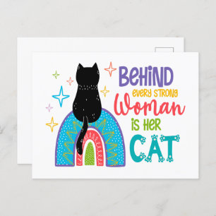Carte Postale Behind Every Strong Woman Is Her Cat