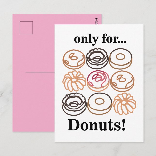 Carte Postale Beignet Donut Sucré Drôle (Devant / Derrière)