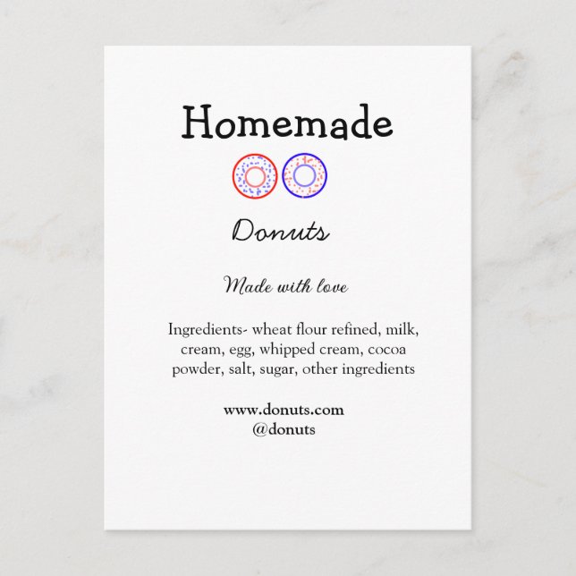 Carte Postale beignets faits maison avec amour ajouter site de t (Devant)