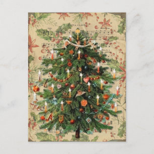 Carte Postale Bel arbre de Noël victorien décoré