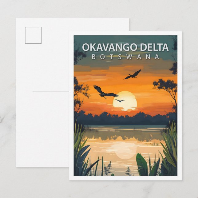 Carte Postale Bel endroit Okavango Delta Botswana Voyage (Devant / Derrière)