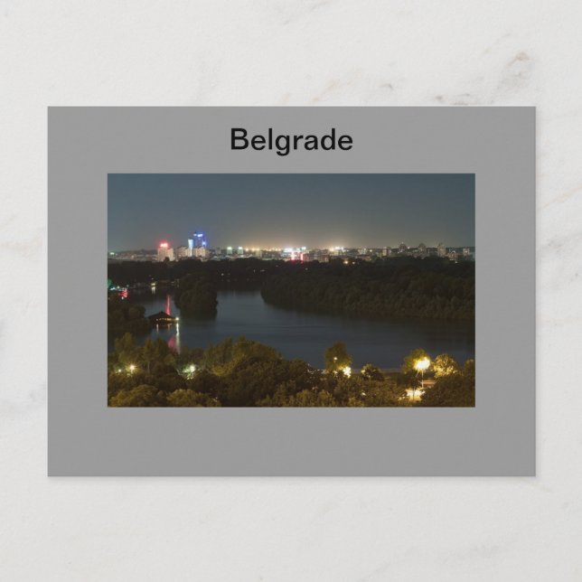 carte postale Belgrade la nuit (Devant)
