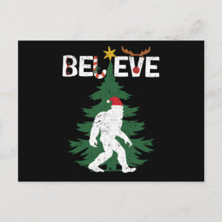 Carte Postale Believe Bigfoot Sasquatch Yeti Christmas Hat