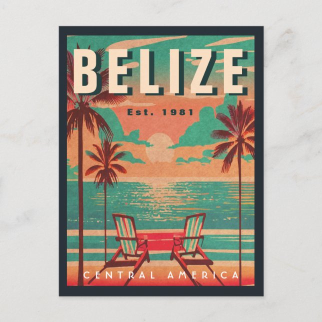 Carte Postale Belize Amérique centrale Vintage Tropical 1950 (Devant)
