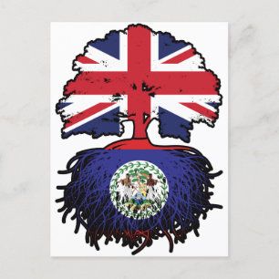 Carte Postale Bélize Bélizien Royaume-Uni drapeau des racines d'