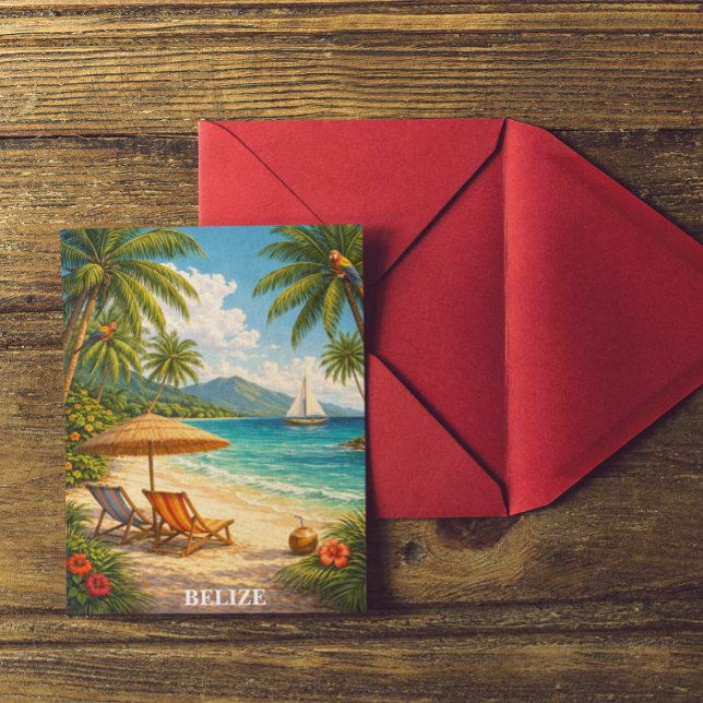 Carte Postale Belize Caribbean Tropical Vintage Travel (Belize Caribbean Tropical Vintage Travel Postcard)