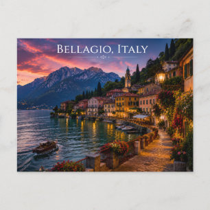 Carte Postale Bellagio Italie Coucher de soleil Lac Côme Voyage