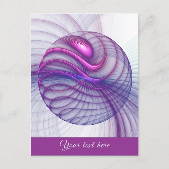 Carte Postale Belle aile Abstraite moderne Fractal Texte rose (Devant)