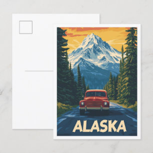 Carte Postale Belle Alaska USA Vintage Illustration Voyage