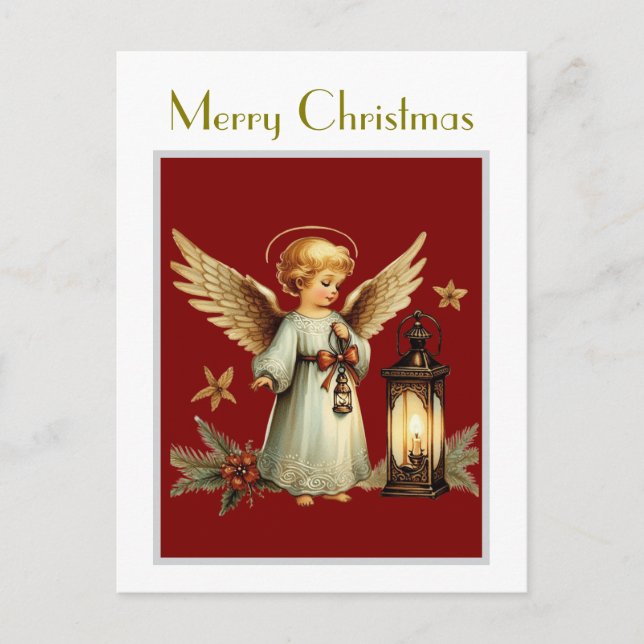 Carte Postale Belle ange de Noël vintage  (Devant)