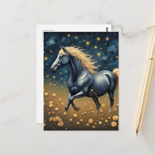 Carte Postale Belle Année du Cheval dans la prairie