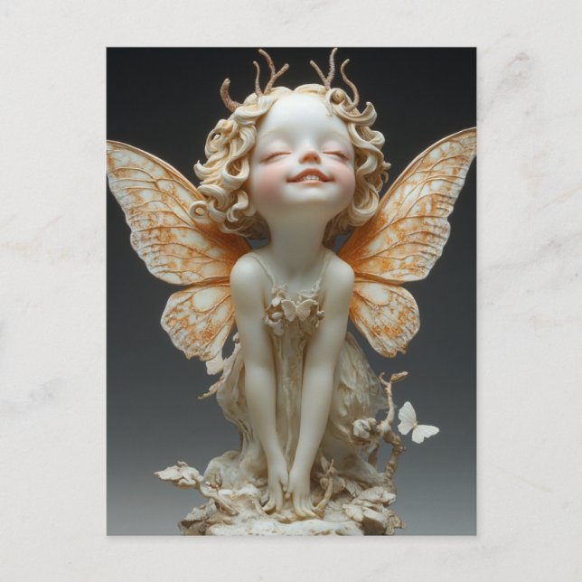 Carte Postale Belle Antenne Fée Ailes dentelle Papillons (Devant)