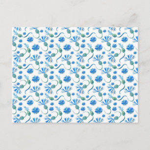 Carte Postale Belle Aquarelle Bleu cornfleurs