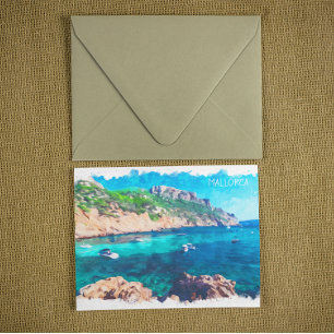 Carte Postale Belle Aquarelle de Majorque Espagne