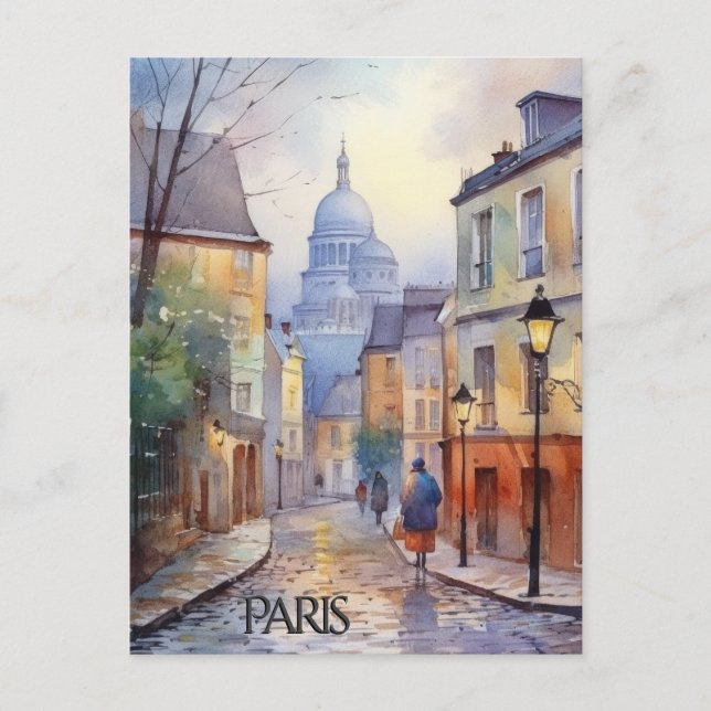 CARTE POSTALE Belle Aquarelle de Paris Voyage (Devant)