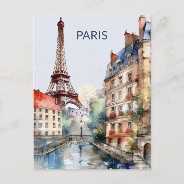 CARTE POSTALE Belle aquarelle de voyage à Paris (Devant)