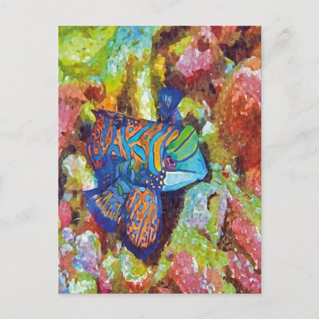 Carte Postale Belle aquarelle Mandarinfish Design (Devant)