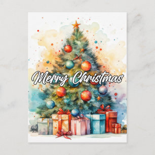Carte Postale Belle Arbre de Noël Décoratif de Fêtes
