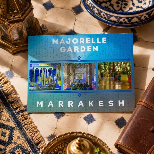 Carte Postale Belle architecture du jardin Majorelle de Marrakec (Majorelle Garden Marrakech. )