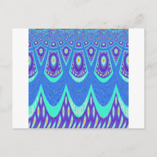 Carte Postale Belle Art vectoriel d'impression batik Cyan Bleu r