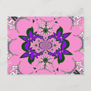 Carte Postale Belle Bébé rose Floral Purple Shade Motif Art