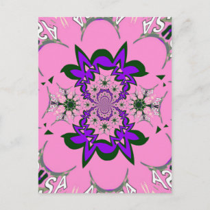 Carte Postale Belle Bébé rose Floral Purple Shade Motif Art