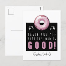 Belle Bible Verse Psaume 34:8 avec Doughnut rose