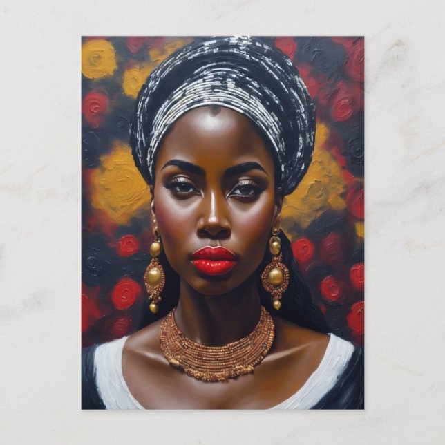 Carte Postale Belle Black African Woman Peinture (Devant)