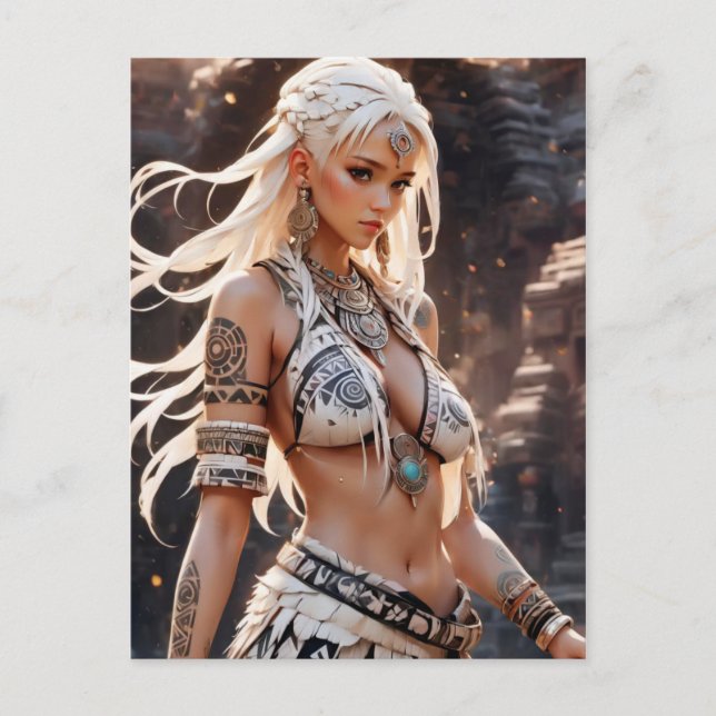 Carte Postale Belle Blonde Tribal Princesse (Devant)