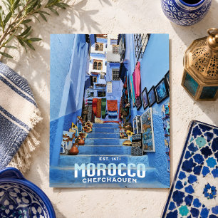 Carte Postale Belle Chefchaouen marocaine bleue ville du Nord