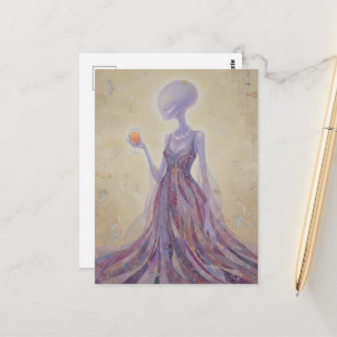 Carte Postale Belle Dame Alien Violette Avec Jus d'Orange