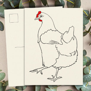 Carte Postale Belle Danse Poulet Funky Line Dessin Animal Art