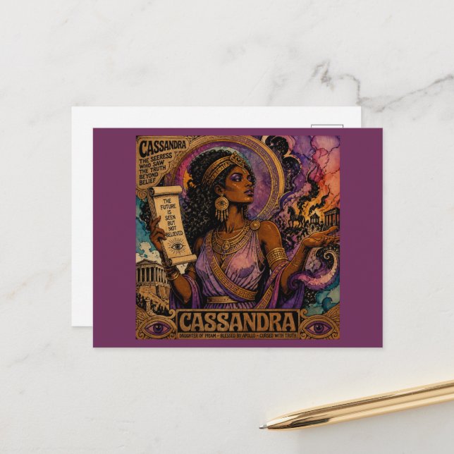 Carte Postale Belle déesse grecque Cassandre (Devant/Arrière en situation)